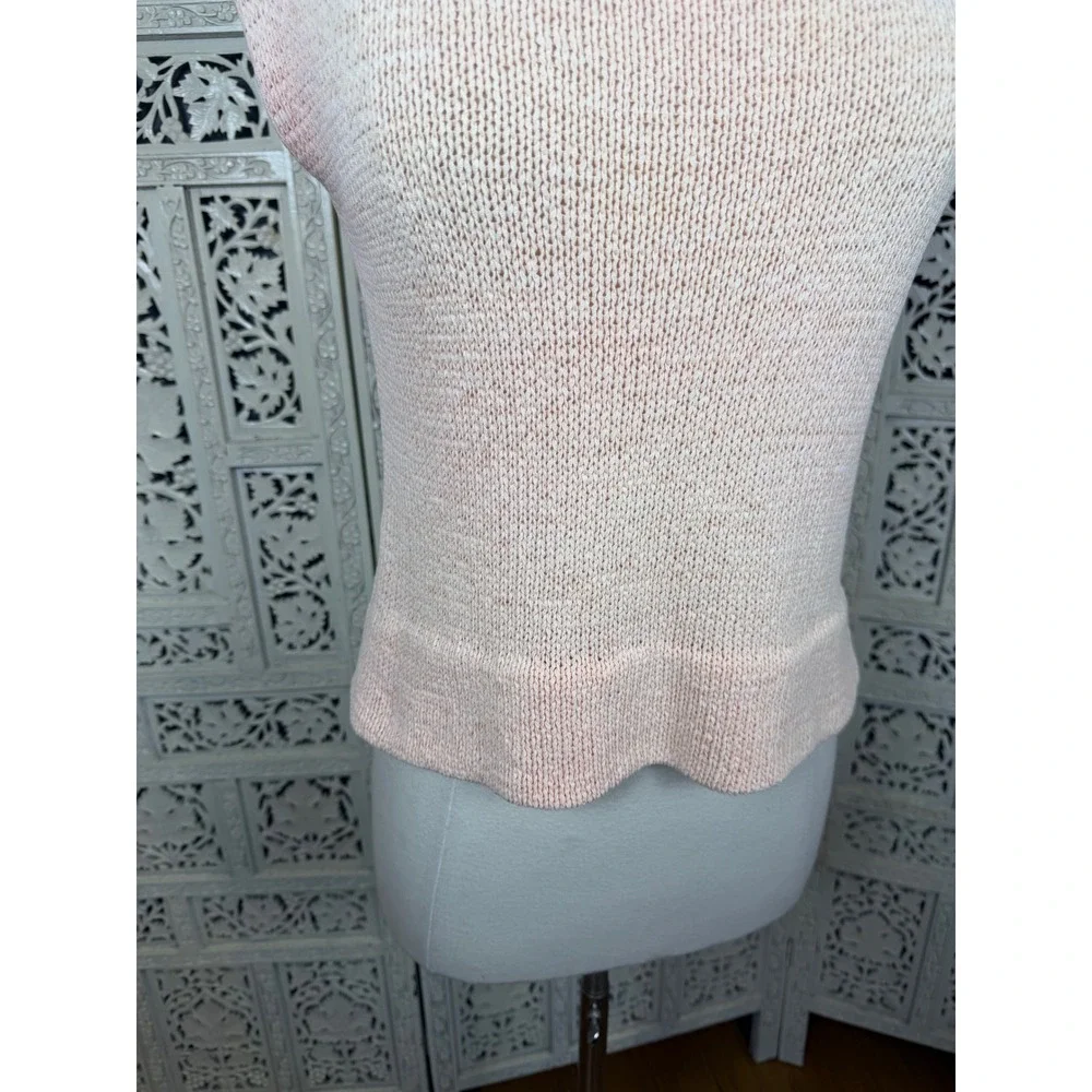 Eileen Fisher Light Peach Open Knit Sleeveless Top XS Capsule Coastal Layered - Picture 3 of 7